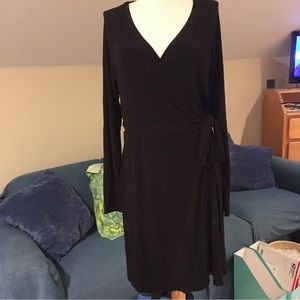Tart Black Soft Long Sleeve Wrap Dress